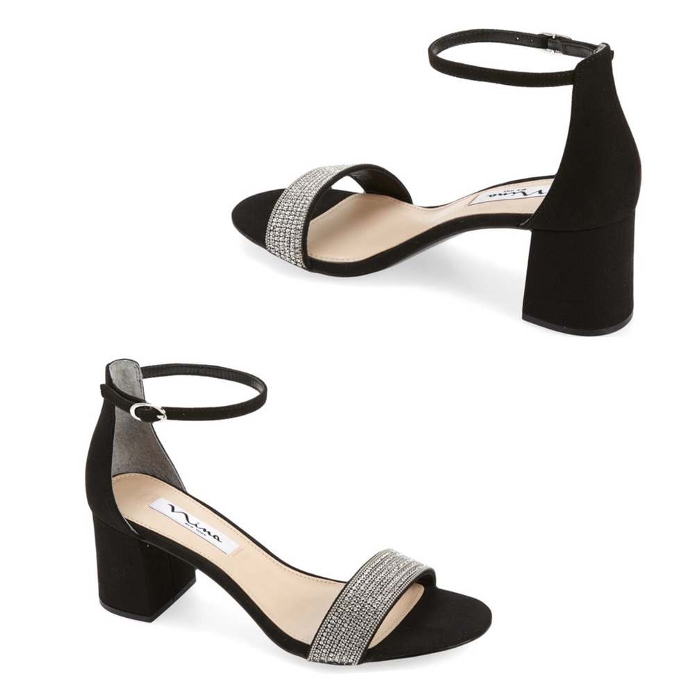 Nina Eloise Ankle Strap Sandal black suede casual classic summer wedding party